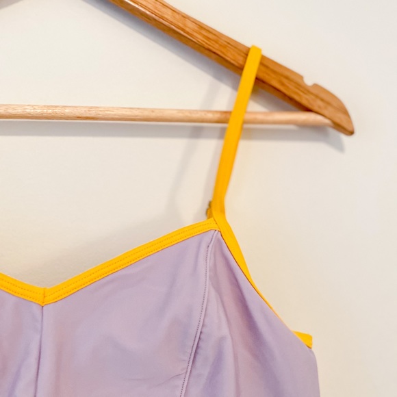 Light Purple high waisted bikini with yellow trim - Picture 2 of 5